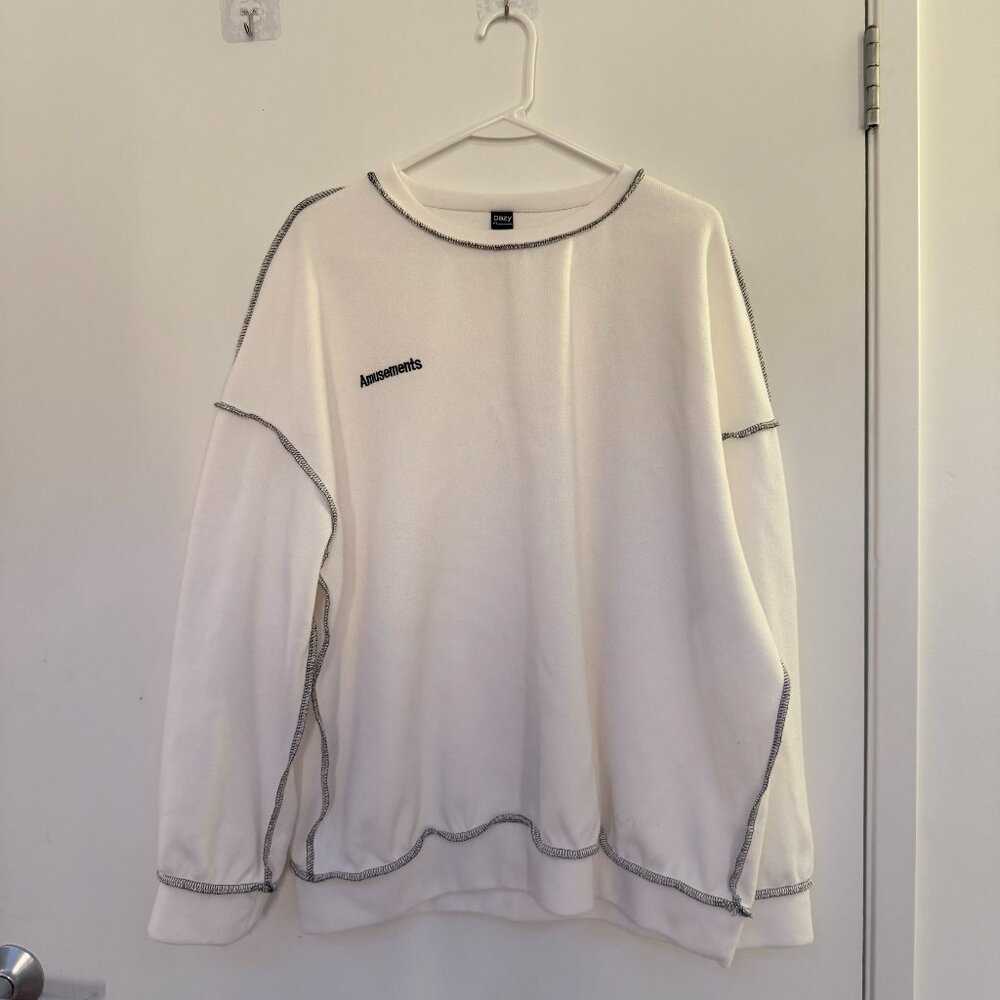 DAZY Oversized Letter Embroidery Drop Shoulder Sweater – Unisex XL Casual Street